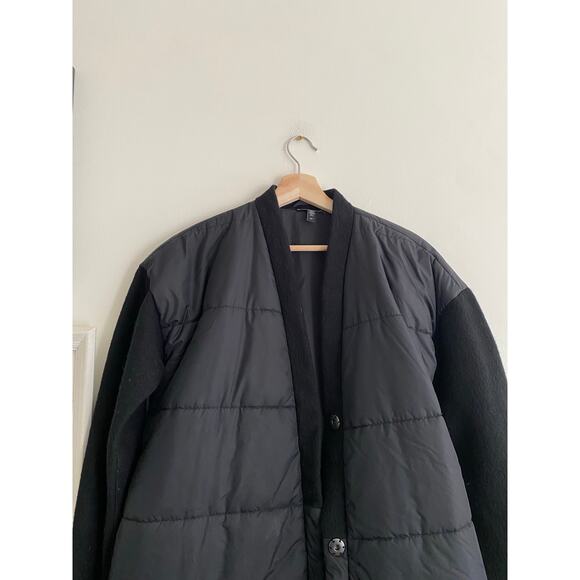 EILEEN FISHER Recycled Nylon with Boiled Wool Black Coat Size Small - Picture 6 of 11